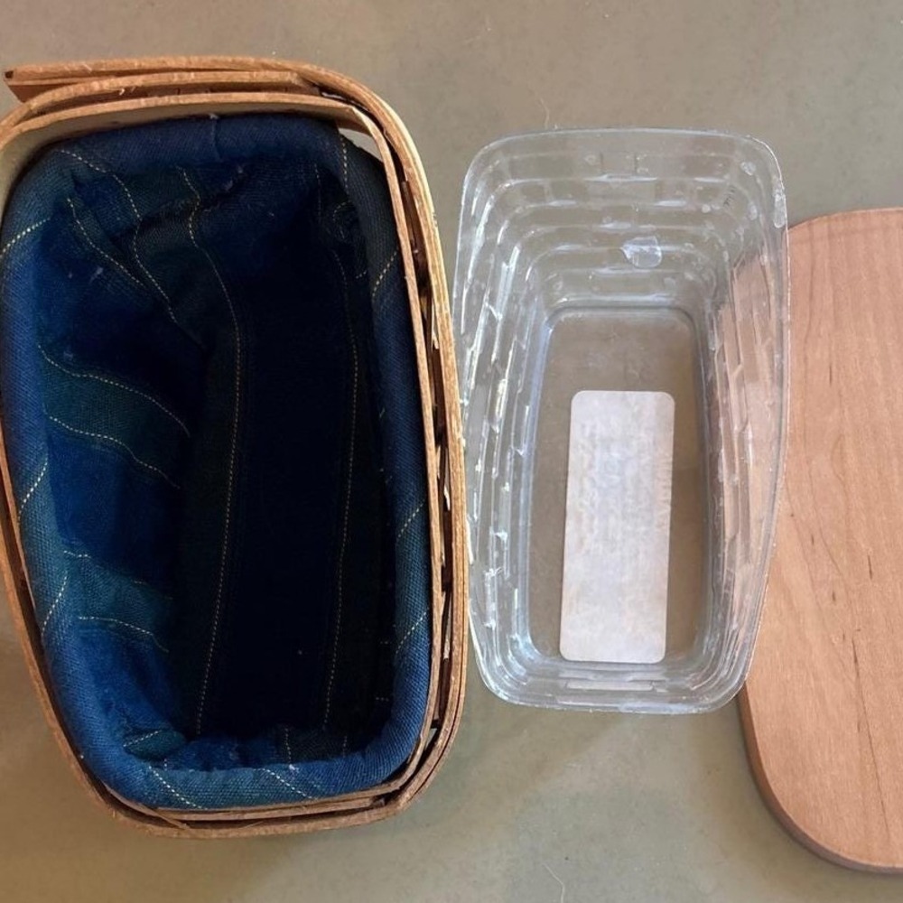 Longaberger Handmade Basket with Lid Liner and Protector 1996 Dresden Ohio